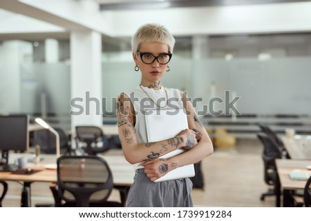 Similar – Image, Stock Photo Alternative Girl Lookin Camera