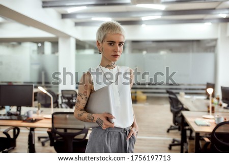 Similar – Image, Stock Photo Alternative Girl Lookin Camera