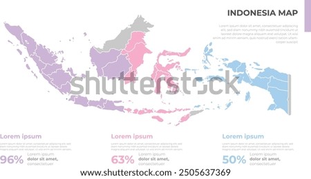 Indonesia map for infographics with division into 3 regions