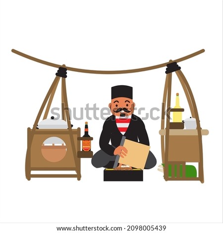 Vector illustration of a traditional hawker selling 