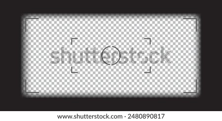 Video camera, binocular and camera roll viewfinder overlay. Camera and binocular frame vector template. Black lines on transparent background. 