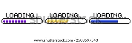 Pixel art 8-bit loading bar concept. Loading or Installing process. 