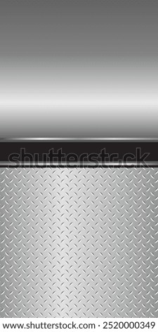 Vertical silver gray metal background, 3D polished chrome metallic and shiny diamond plate texture, vector illustration