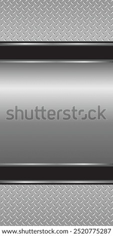 Vertical silver gray metal background, 3D polished chrome metallic and shiny diamond plate texture, vector illustration