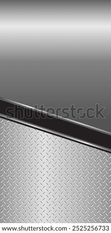 Vertical silver gray metal background, 3D polished diamond plate texture, chrome metallic and shiny.