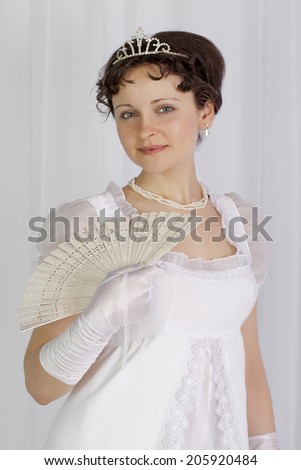 Girl with a Fan, Empire style, Vintage romantic