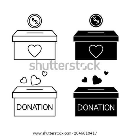 Donate box icon. Donation in the box. Concept of charity and donation. Give and share your love with people. Humanitarian volunteer activity. Vector