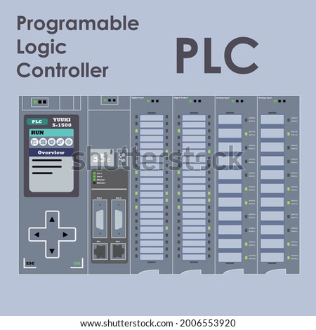 PLC Programable Logic Controller With Input and Output Flat Design