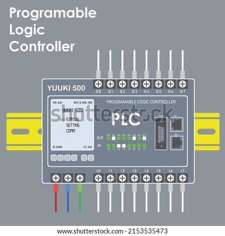 PLC Programable Logic Controller With Input and Output Flat Design