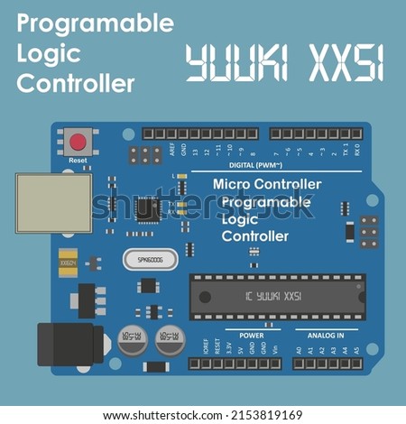 ARDUINO Mega Microcontroller With Input and Output Simple Vector Flat Design