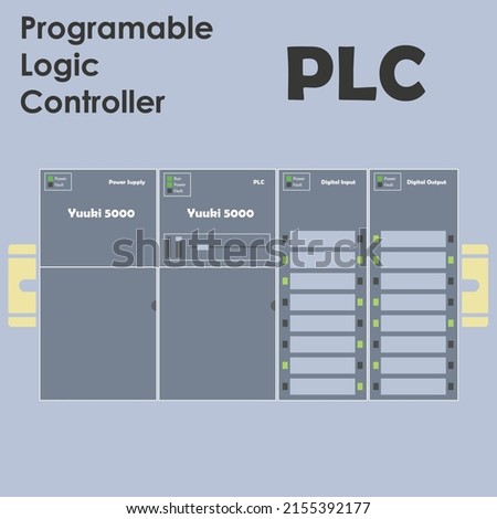 PLC Programable Logic Controller With Input and Output Flat Design