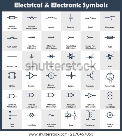 Simple Electrical Electronic Symbols Flat Design