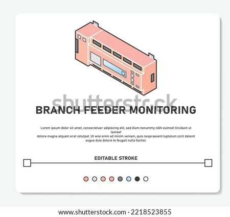 Three Phase Energy Power Meter Branch Feeder Monitoring Simple Vector Editable Stroke