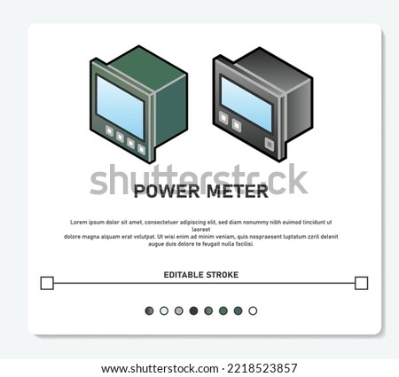 Three Phase Energy Power Meter Branch Feeder Monitoring Simple Vector Editable Stroke