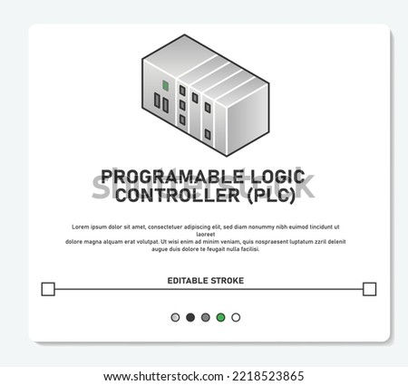 Industrial PLC Programable Logic Controller With Input and Output Simple Vector Editable Stroke