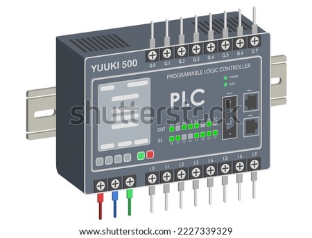 3D PLC Programable Logic Controller With Input and Output Flat Design