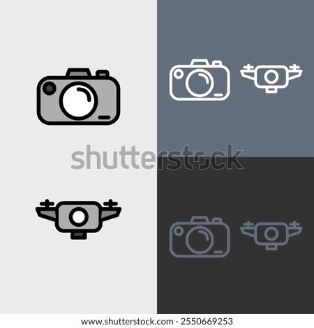 Compact Camera and drone - clean and modern Photography and videography icon set.