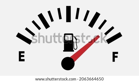 Full gas meter, petrol meter, in blue on a black background. Energy crisis. Vector illustration