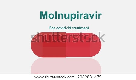 Molnupiravir, oral capsules, concept covid 19 antiviral drug. Vector illustration