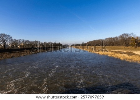 Similar – Foto Bild die Oder mit Grenzbrücken von oben