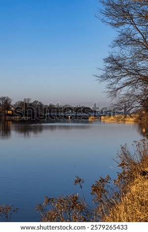 Similar – Foto Bild die Oder mit Grenzbrücken von oben