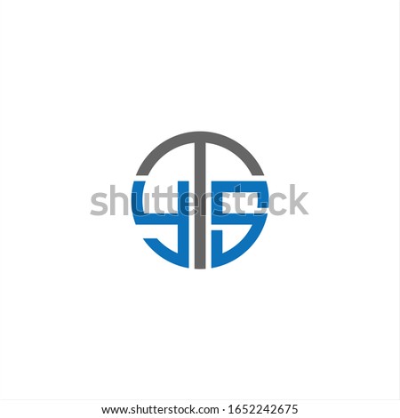 YTS ot TYS circle letter logo design with blue and grey.