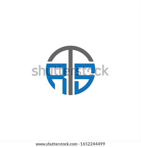 RTS or TRS circle letter logo design with blue and grey.