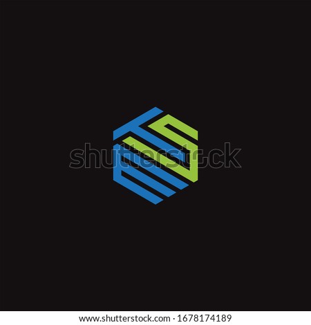 MTS or TMS unique monogram style vector logo design with blue and green.