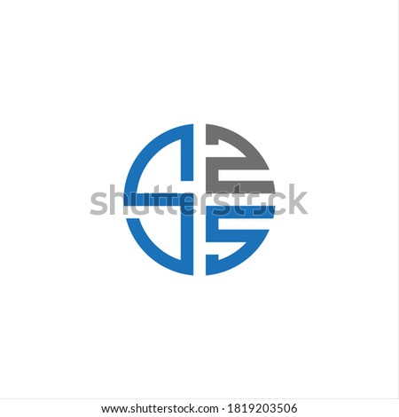 SZS Unique modern flat abstract logo design with blue and gray color.