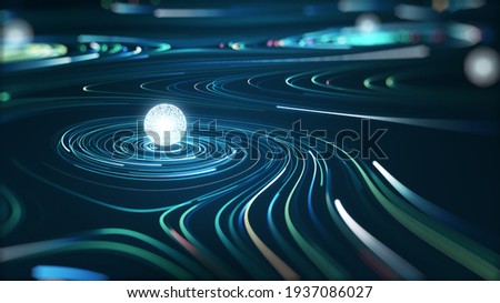  Abstract technology big data concept. Motion graphic for abstract data center, data flow. Transferring of big data and storage of block chain, server,  hi-speed internet. 3D Rendering.