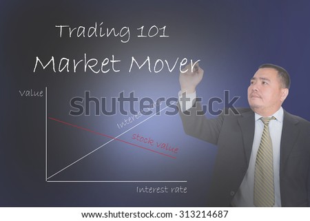 a business man teaching marketing on electronic board with light focus in the middle of the picture with flare filter