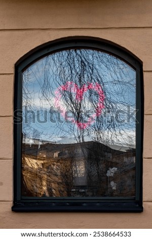 Similar – Image, Stock Photo Heart shape illuminated windows of a building as a gesture for people who support others like now in hard corona virus times symbolically.