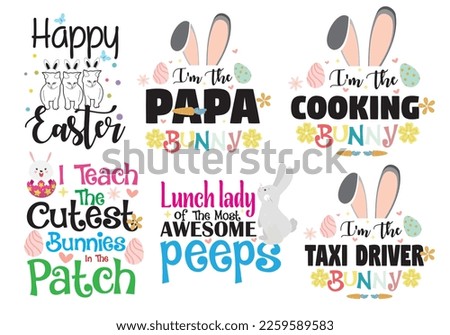 Designs for Easter t-shirts from the vector series Easter t-shirt design bundle