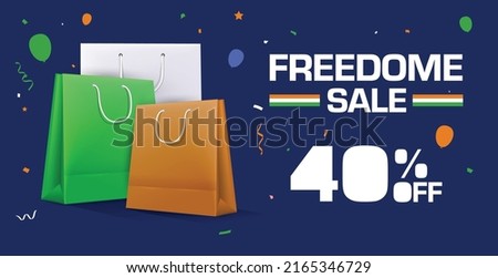 independence-day freedom sale concept shopping bags in tri color with 40 percent off