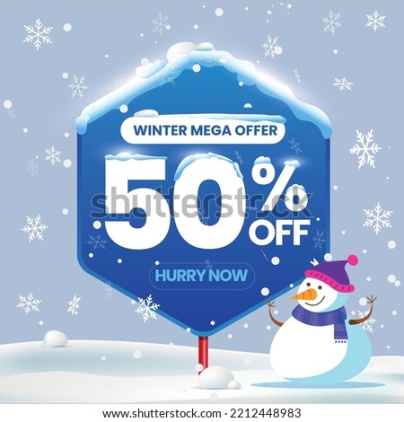Winter special sale unit with snowflakes and snowman. Christmas special sale and offer unit with snowflakes and snowman.