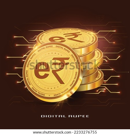Digital Rupee or E-Rupee creative concept. Digital money. Vector illustration