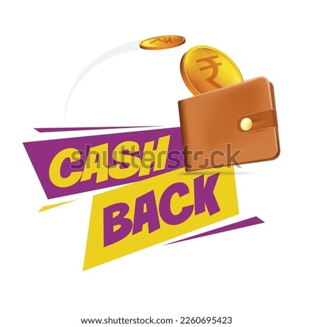 Cash Back Unit with indian currency rupee gold coin coming into wallet