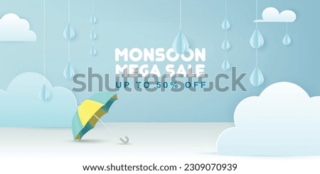 Modern minimal monsoon sale banner template. 