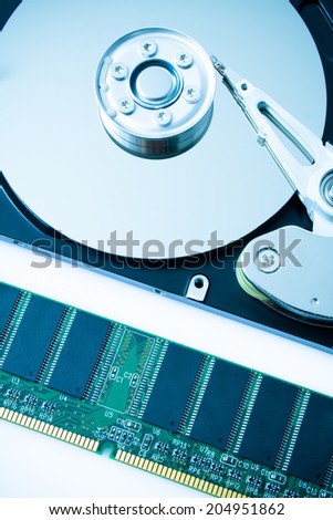 Computer parts, ram and hard disk