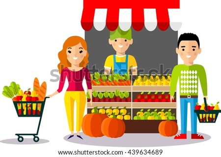 Shopping Concept With European Family Buyer In The Store. Stock Vector ...