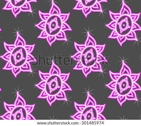 Mexico flower pattern, pink neon seamless  floral pattern, sunflower pink pattern on grey background, ethnic print vector pattern background
