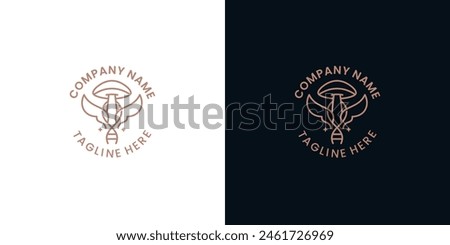 Simple line art Medicinal Mushroom and DNA logo design