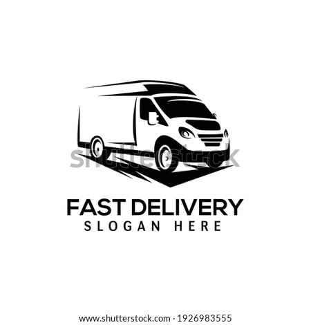 vector illustration parcel delivery minivan for fast delivery logo,delivery service,food delivery logo modern template