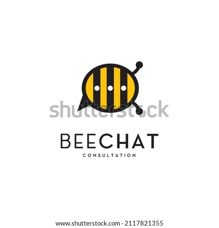 bee chat logo design, logo of communication with the shape of bee insects, modern logo, vector template
