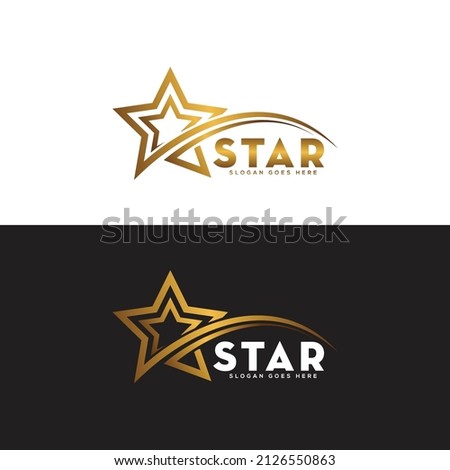 luxury gold star logo design, elegant star logo concept, creative golden star logo, modern, vector template