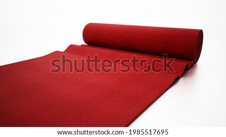 Rolled up red carpet isolated on white background. 3D illustration. ストックフォト © 