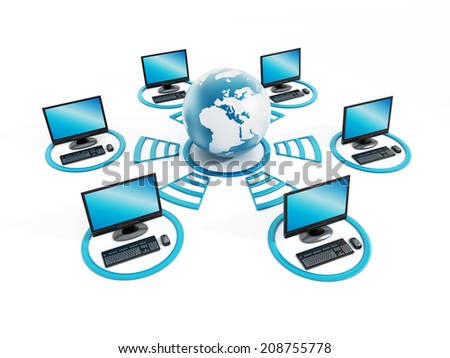 Global network with connected computers.