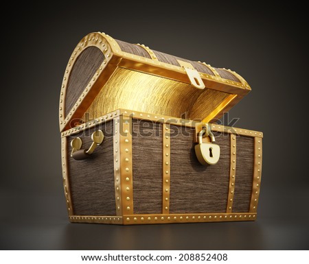 Glowing treasure chest full of treasures