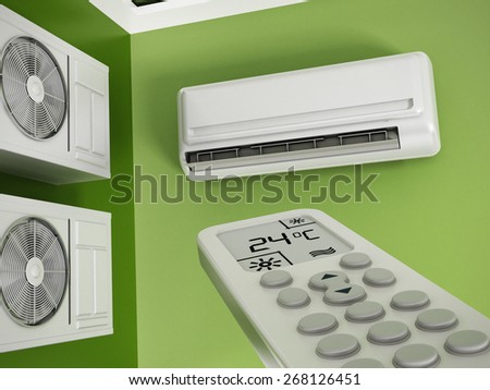 Air conditioner system on green wall