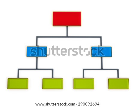 Flow chart in red, blue and green color tones isolated on white background